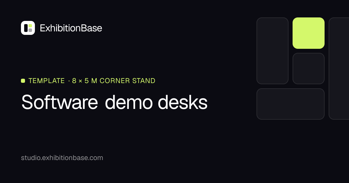 Software Demo Desks: 8 × 5 m Corner Stand Template